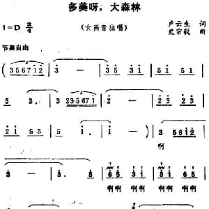 多美呀,大森林_美声唱法乐谱_词曲:卢云生 史宗毅