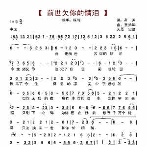 前世欠你的情泪_歌曲简谱_词曲:茗莲 吴清华