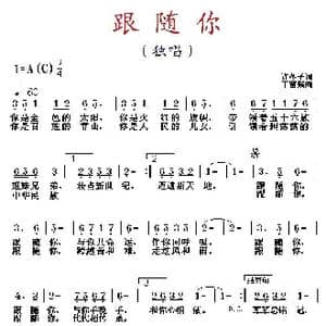 跟随你_歌曲简谱_词曲:许冬子 丁留强