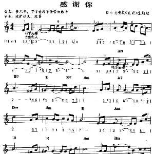 电子琴谱 | 感谢你