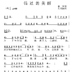 错过的美丽_通俗唱法乐谱_词曲:曹辉 荣亚楠