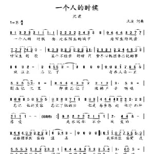 ​一个人的时候_通俗唱法乐谱_词曲:沈波 沈波