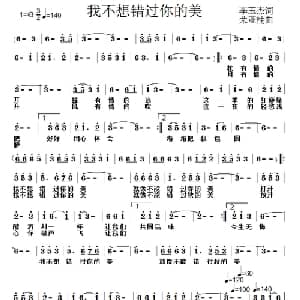 我不想错过你的美_通俗唱法乐谱_词曲:李玉杰 荣亚楠