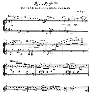 花儿与少年 钢琴谱 张帅 李从军改编