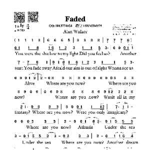 Faded_歌谱投稿_词曲:杰斯珀 伯根 Gunnar Greve Pettersen 艾伦 沃克 Jesper Borgen Gunnar Greve Pettersen 艾伦 沃克