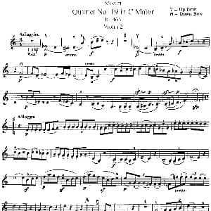 小提琴谱 | Mozart Quartet No.19 in C Major,K.465 Violin 2分谱