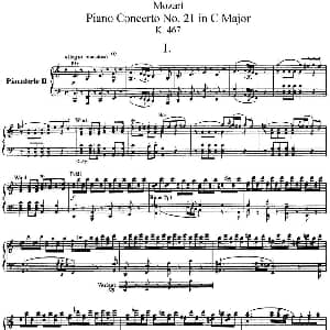 二十八部钢琴协奏曲 No.21 钢琴谱 莫扎特