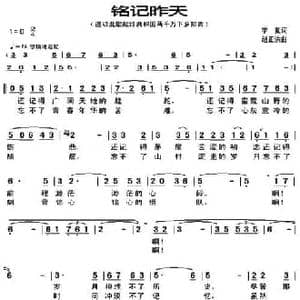 铭记昨天_民歌简谱_词曲:季夏 赵正洪
