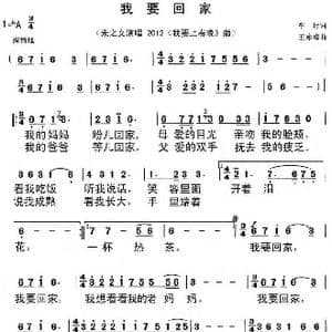 我要回家_歌谱投稿_词曲:车行 王咏梅