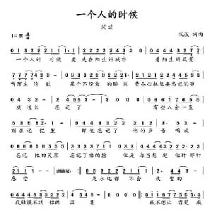 一个人的时候_通俗唱法乐谱_词曲:沈波 沈波