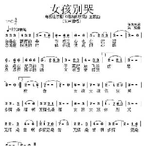 女孩别哭_通俗唱法乐谱_词曲:张燕燕 吴旋