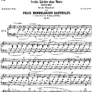 门德尔松无词歌Op.38 钢琴谱 门德尔松