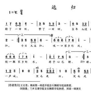 远归_民歌简谱_词曲:张名河 闽晓慧