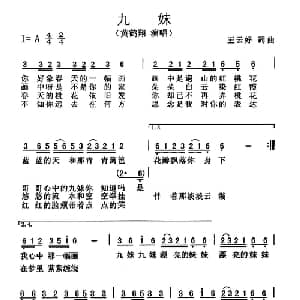 九妹_通俗唱法乐谱_词曲:王云好 王云好