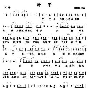 叶子_通俗唱法乐谱_词曲:陈晓娟 陈晓娟