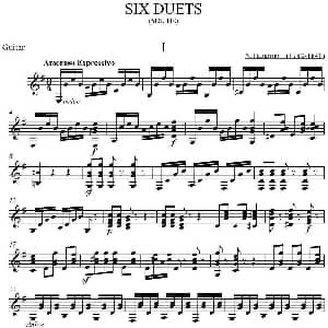 小提琴谱 | 帕格尼尼六首 小提琴和吉他二重奏 M.S.110 吉他分谱 帕格尼尼