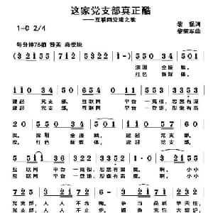 这家党支部真正酷_通俗唱法乐谱_词曲:黎强 黎荣军