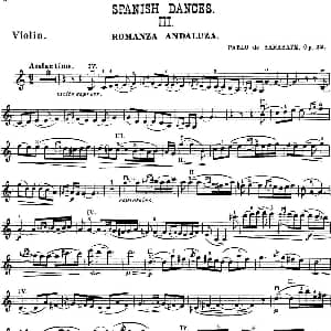 小提琴谱 | Spanish dances III ROMANZA ANDALUZA 第三号西班牙舞曲 浪漫曲 Sarasate 萨拉萨蒂
