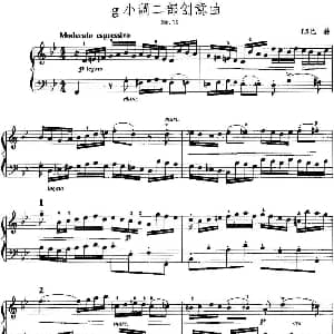 手风琴谱 | 手风琴复调作品 g小调二部创意曲 J.S.巴赫