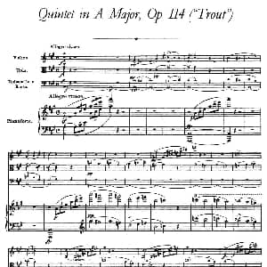 小提琴谱 | A大调鳟鱼五重奏 P1—10 弦乐 钢琴 舒伯特