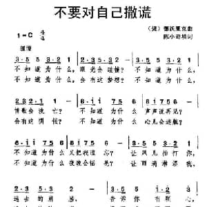 不要对自己撒谎 捷 _外国歌谱_词曲:陈小奇 填词 捷 德沃夏克