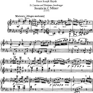 海顿 钢琴奏鸣曲 Hob XVI 20 in C minor 钢琴谱 海顿