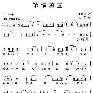 珍惜蔚蓝_通俗唱法乐谱_词曲:王晓岭 秋子