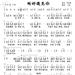 刚好遇见你_通俗唱法乐谱_词曲:高进 高进
