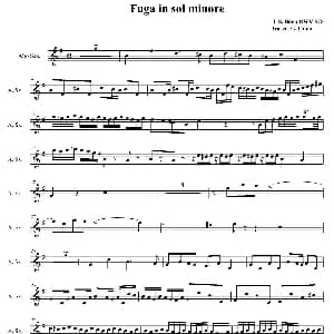 萨克斯谱 | Fuga in sol minore 四重奏之中音萨克斯分谱 J S 巴赫