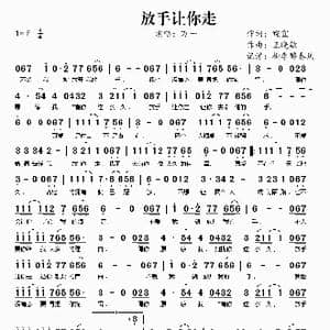 放手让你走_歌曲简谱_词曲:皖宜 王晓敏