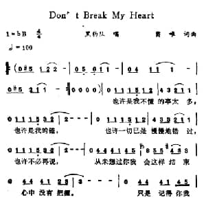 Don't Break My Heart_通俗唱法乐谱_词曲:窦唯 窦唯