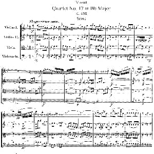 小提琴谱 | Mozart Quartet No.17 in Bb Major,K.458 总谱