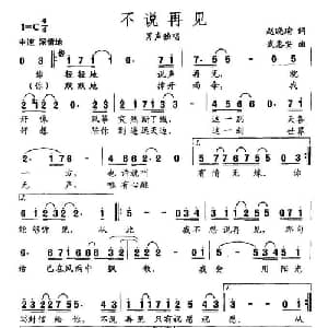 不说再见_通俗唱法乐谱_词曲:赵晓瑜 武惠安