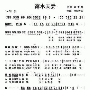 露水夫妻_通俗唱法乐谱_词曲:姚玉凤 快乐老天