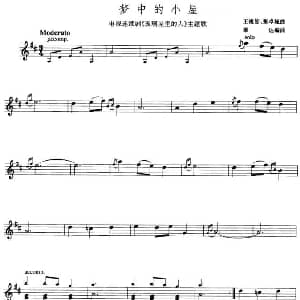 小提琴谱 | 梦中的小屋 电视剧 玻璃屋中的人 主题歌 王祖皆 张卓娅