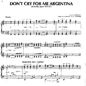 DON'T CRY FOR ME ARGENTINA 钢琴谱