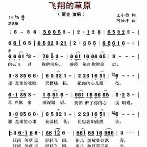 飞翔的草原_歌谱投稿_词曲:王小雅 阿汝汗