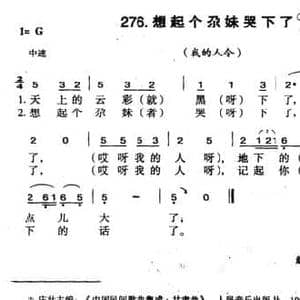 想起个尕妹苦下了_民歌简谱