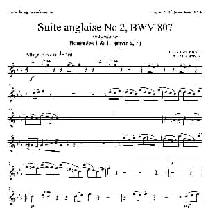 萨克斯谱 | Suite anglaise No 2,BWV 807 法国组曲之二 布列舞曲 高音萨克斯分谱 巴赫