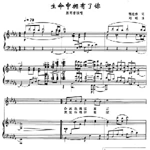 生命中拥有了你_美声唱法乐谱_词曲:胡宏伟 刘聪