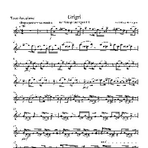 萨克斯谱 | Grigri 四重奏次中音萨克斯分谱 韩国鹏