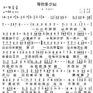 等你多少回_歌曲简谱_词曲:少东 少东