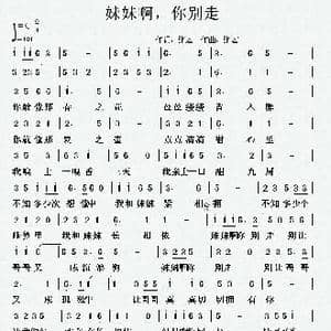 妹妹啊 你别走_歌曲简谱_词曲:张宏 张宏