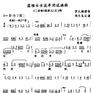 武陵戏 落难女坐花亭泪流满面 二度梅 陈杏元唱段 罗大梅 周冬生记谱