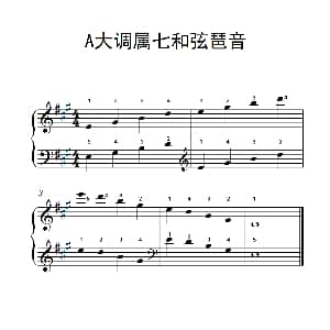 A大调属七和弦琶音 钢琴谱