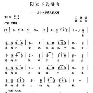阳光下的誓言_民歌简谱_词曲:王健 肖白
