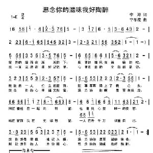 思念你的滋味我好陶醉_通俗唱法乐谱_词曲:李婷 宁冬虎