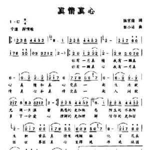 真情真心_民歌简谱_词曲:陈官煊 彭小誌