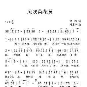 风吹菜花黄_民歌简谱_词曲:曾鸣 刘北休