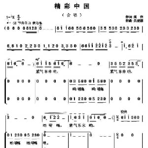 精彩中国_合唱歌谱_词曲:姚伟 武俊毅